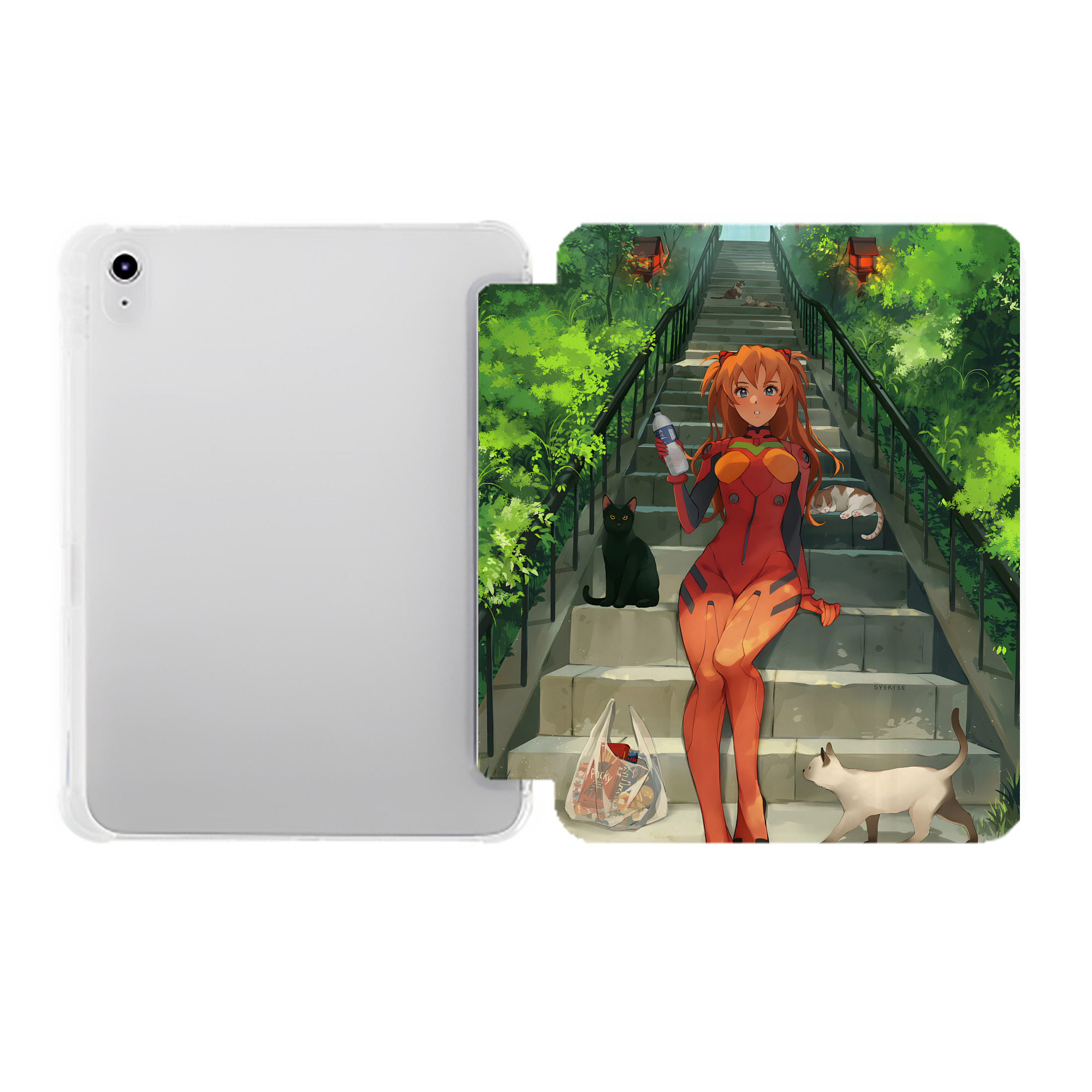 （画像用） EVA 新世紀エヴァンゲリオン IPad ケース ペン収納付き 三つ折りスタンド PUレザー×シリコン 対応機種9.5/10.5/10.9インチ